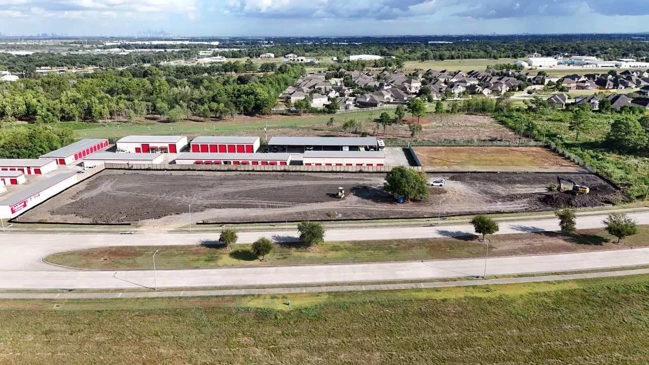 McHard Flex drone photo, 28 September 2026 (Day 12): site cleared, rough grading underway